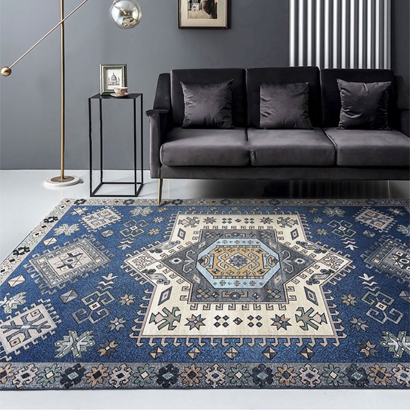 Nice Moroccan Rug Multi Colored Symmetric Print Carpet Non-Slip Machine Washable Pet Friendly Rug for Room