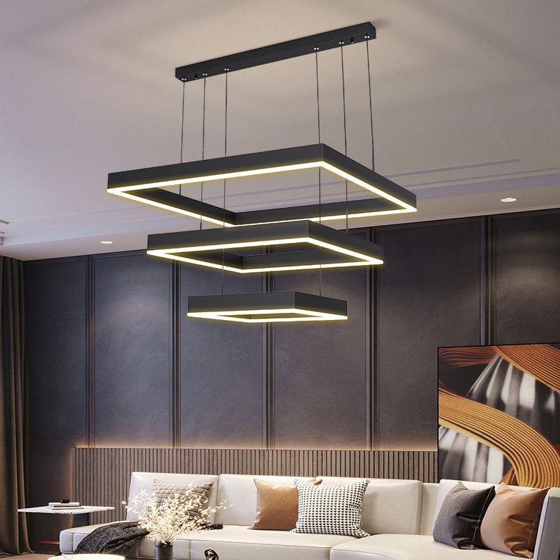 Modern Minimalist Style Squared Ceiling Pendant Light Acrylic Hanging Lamps for Living Room