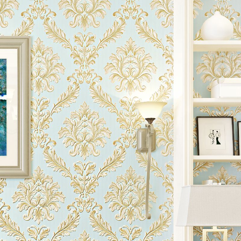 Antique Damask Wallpaper Embroidered Washable Pastel Color Wall Decor for Bedroom