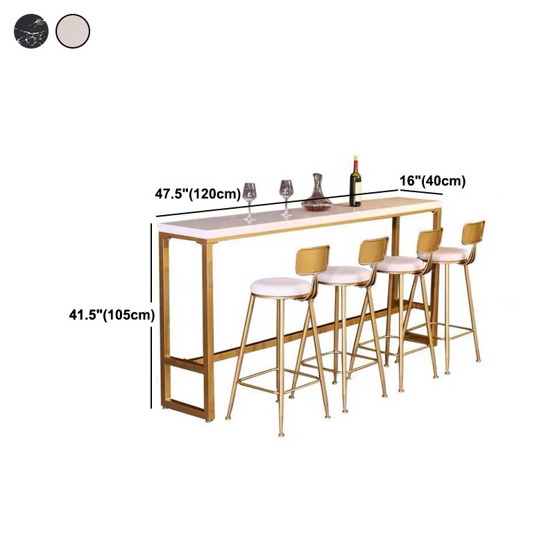 Rectangle Bar Table Contemporary Bar Table with Gold Trestle Base