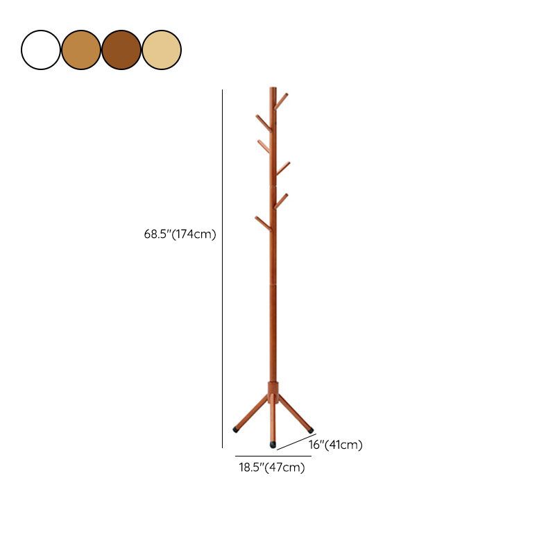 Solid Wood Entry Hall Tree Free Standing Coat Hanger for Hallway