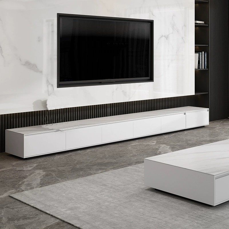 Stone Top Media Stand with Drawers Modern TV Media Console for Home