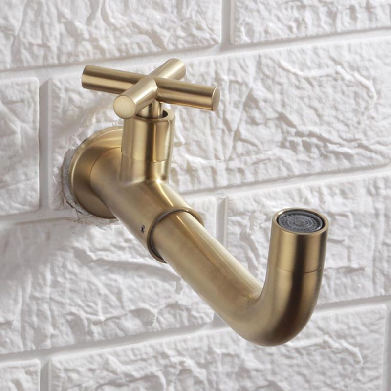 Contemporary Wall Mounted Bathroom Faucet Cross Handles Stainless Steel Faucet