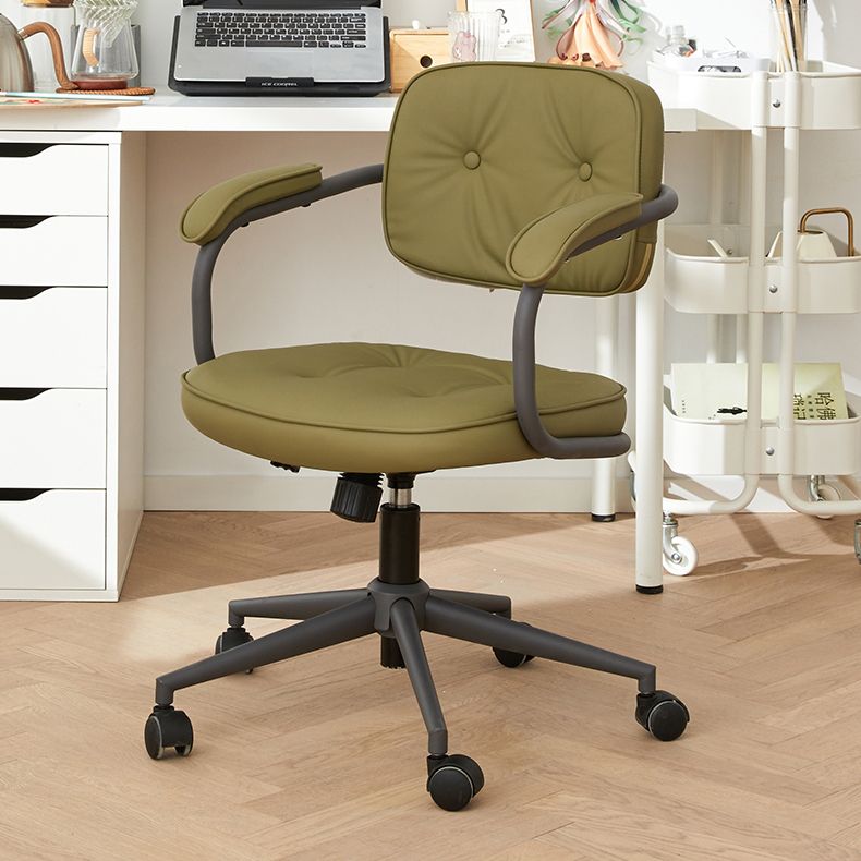 Modern Padded Arms Office Chair Tilt Mechanism Leather No Distressing Ergonomic Chair