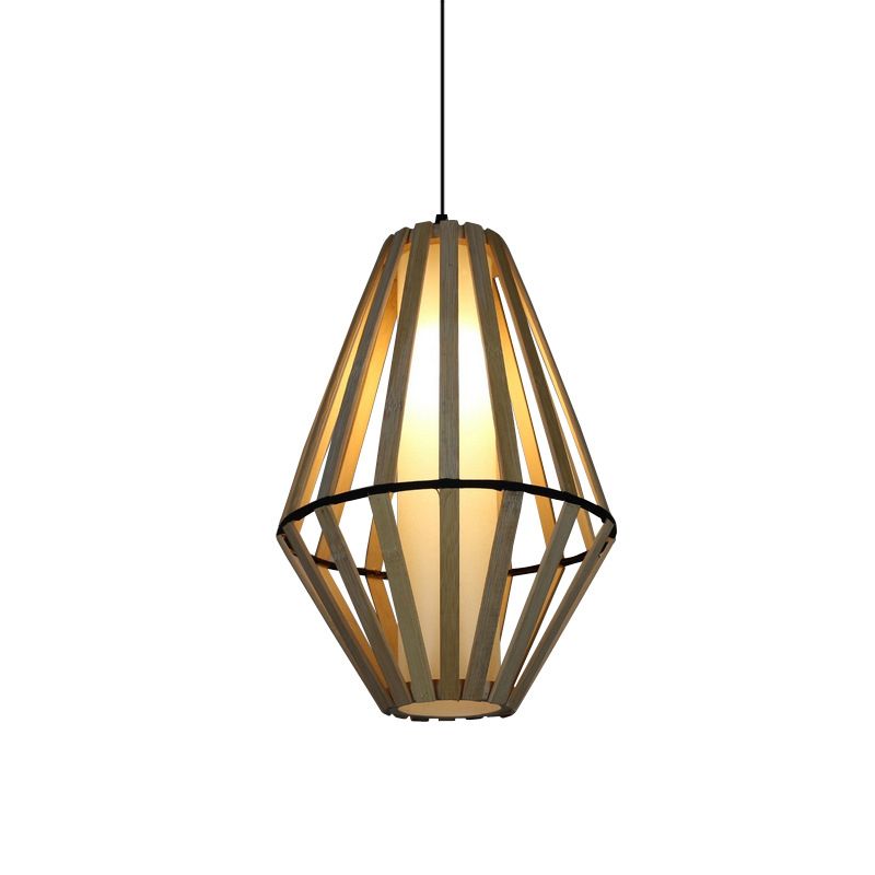 CONE LAMPAGGIO IN ASSEGGIO ASIA WOOD 1 TESTA BROIPIO CIPPENDENTE LUCE DI PENDANTE CON TAPBA INTERNA TAMBINA BIANCA