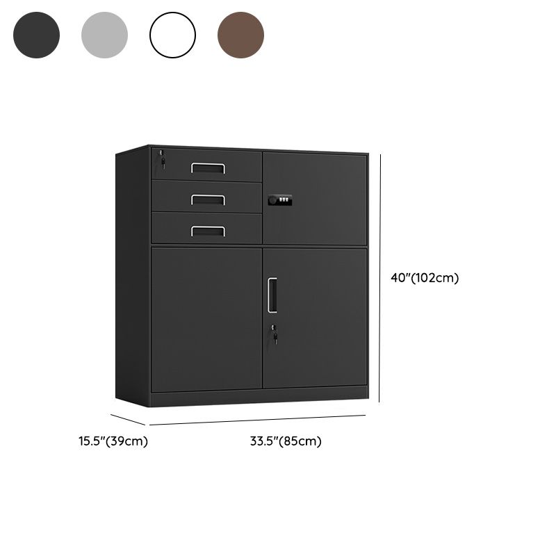 Contemporary File Cabinet Metal Frame Key Lock Lateral File Cabinet for Office