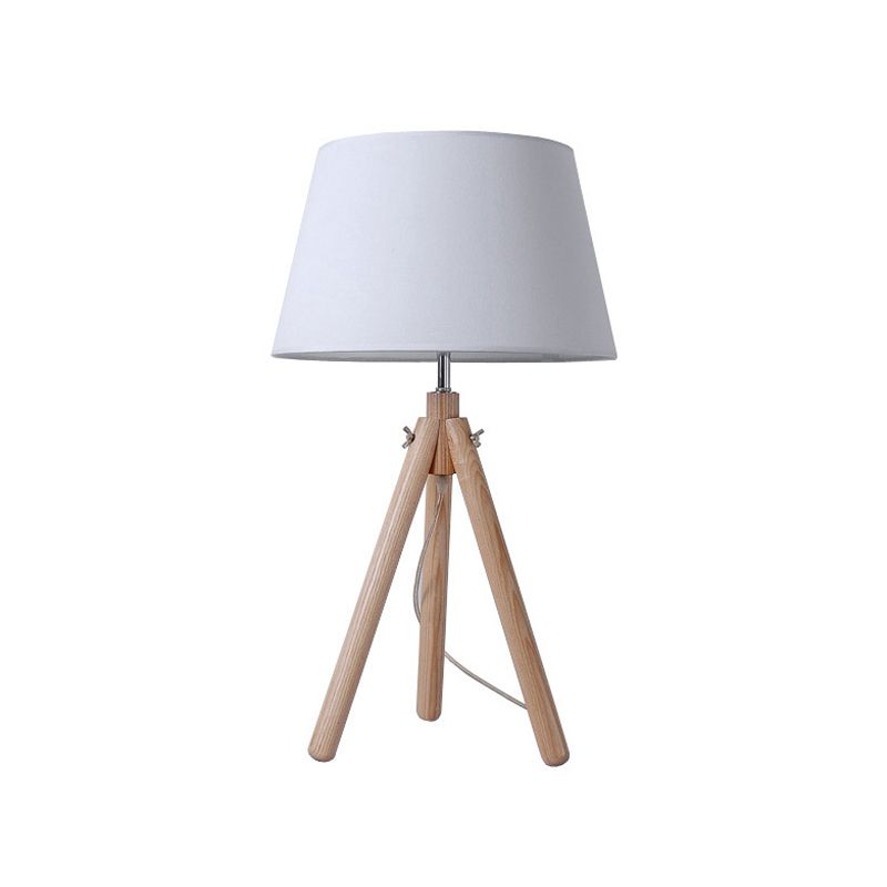 1 Head Dining Room Desk Lamp Modern Grey/White/Flaxen Table Light with Wide Flare Fabric Shade