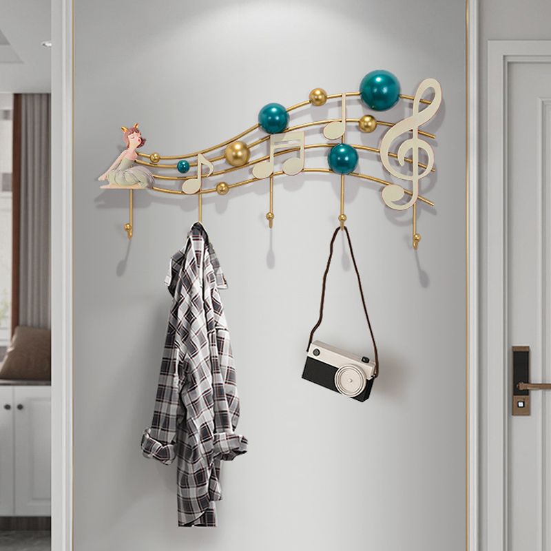 Glam Metal Hanger Wall-Mounted with Hooks Hall Tree Coat Hanger