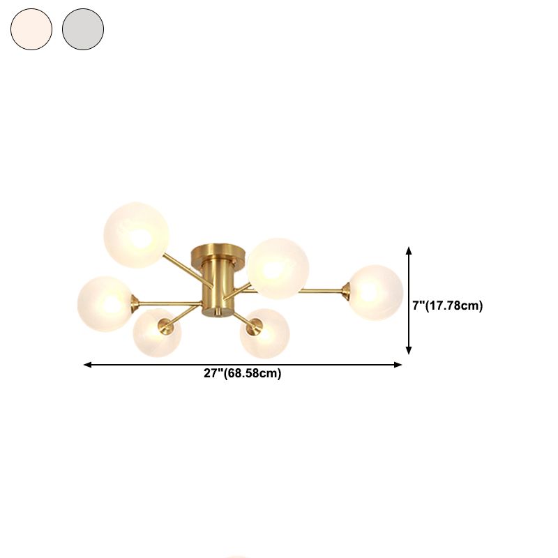 Nordic Style Golden Ceiling Light Ball Shape Glass Shade Ceiling Lamp for Living Room