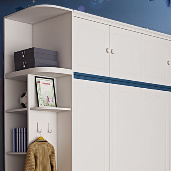 Contemporary Wooden Kids Closet Cloth Rod Included Bedroom Youth Armoire with Legs