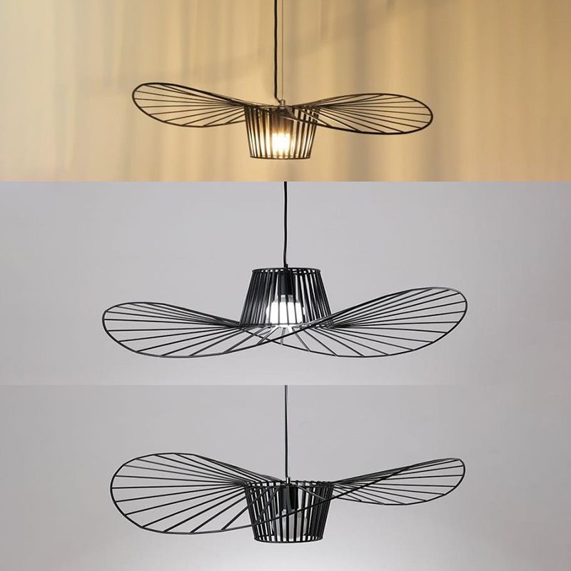 Metal 1 Light Pendant Light Nordic Modern Simple Hat Cage Hanging Lamp for Living Room