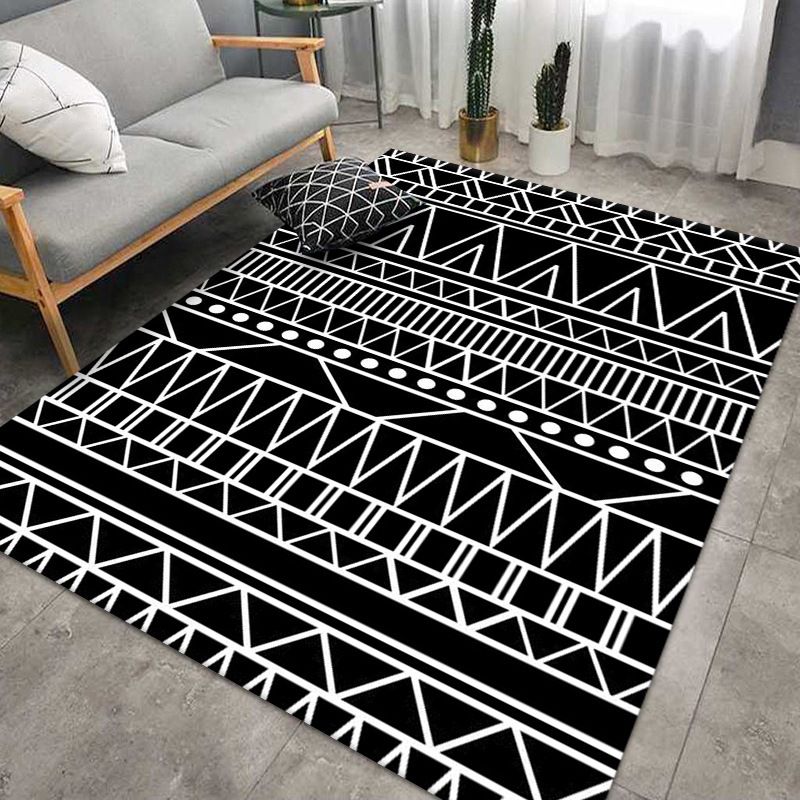 Bedroom Carpet Morocco Print Indoor Rug Polyester Area Rug with Non-Slip Backing