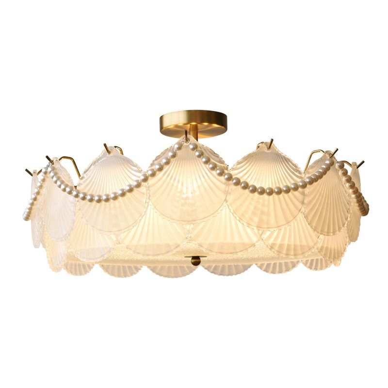 Modern Glass Ceiling Light Household Flush Mount Light Fixture for Bedroom