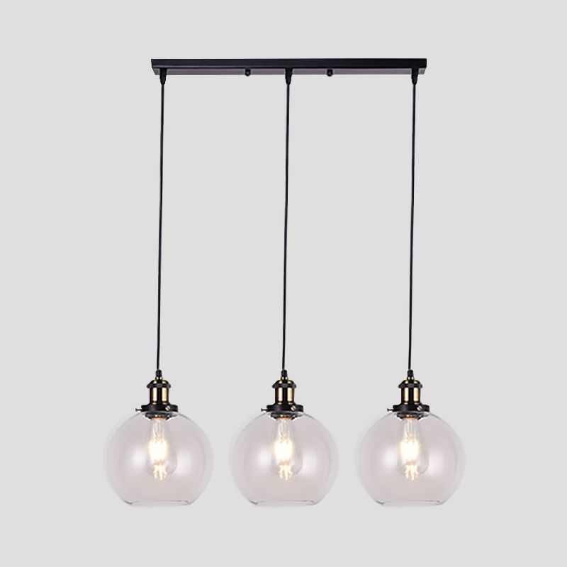 Globe Glass Glass Multi Light Pendant Industrial Industrial Light Living Room Hanging éclairage avec canopée linéaire