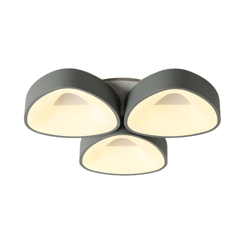 Grey Coconut Shell Flush Light Fixture Nordic 3/5 Lights Acrylic Ceiling Lamp in White/Warm/Natural Light