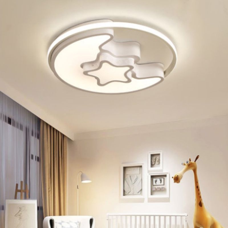 Metal Round Shape Flush Mount Light Kid-Style 3 Lights Flush Ceiling Light Fixtures