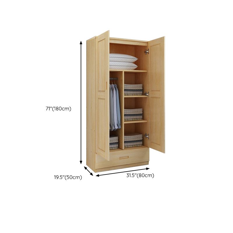 Solid Wood Kid's Wardrobe Contemporary Kids Closet with Storage Drawers