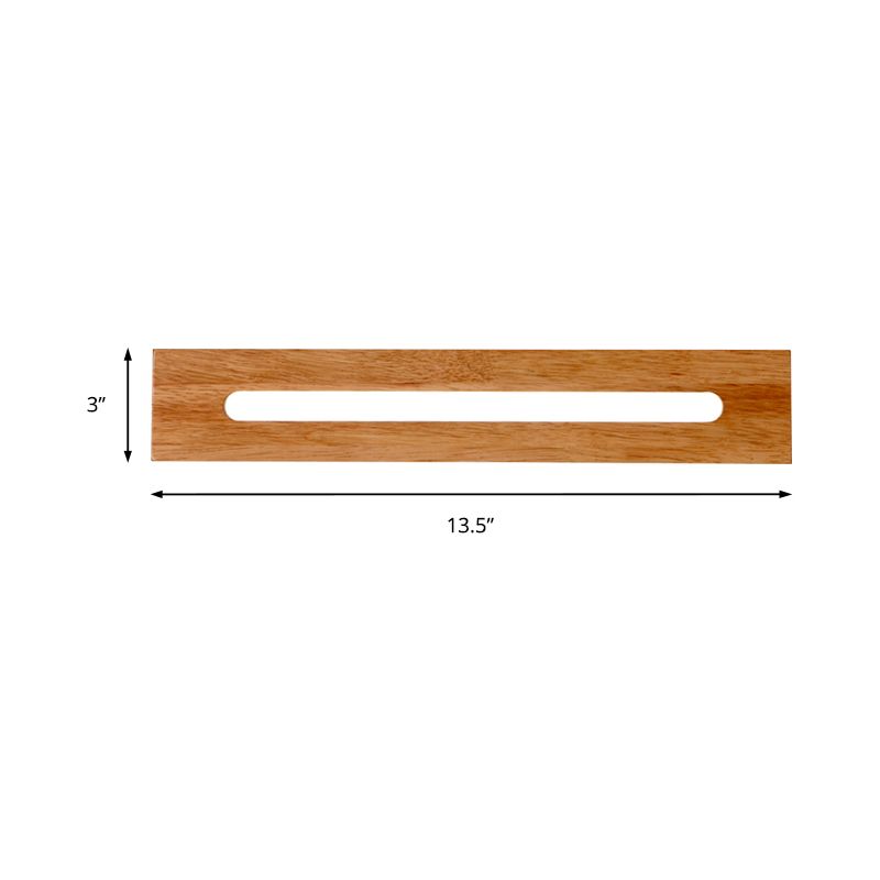 Luz de pared de madera rectangular LED modernista LED marrón montaje de montaje Luz de lámpara en luz cálida, 14 "/18" /21.5 "de ancho