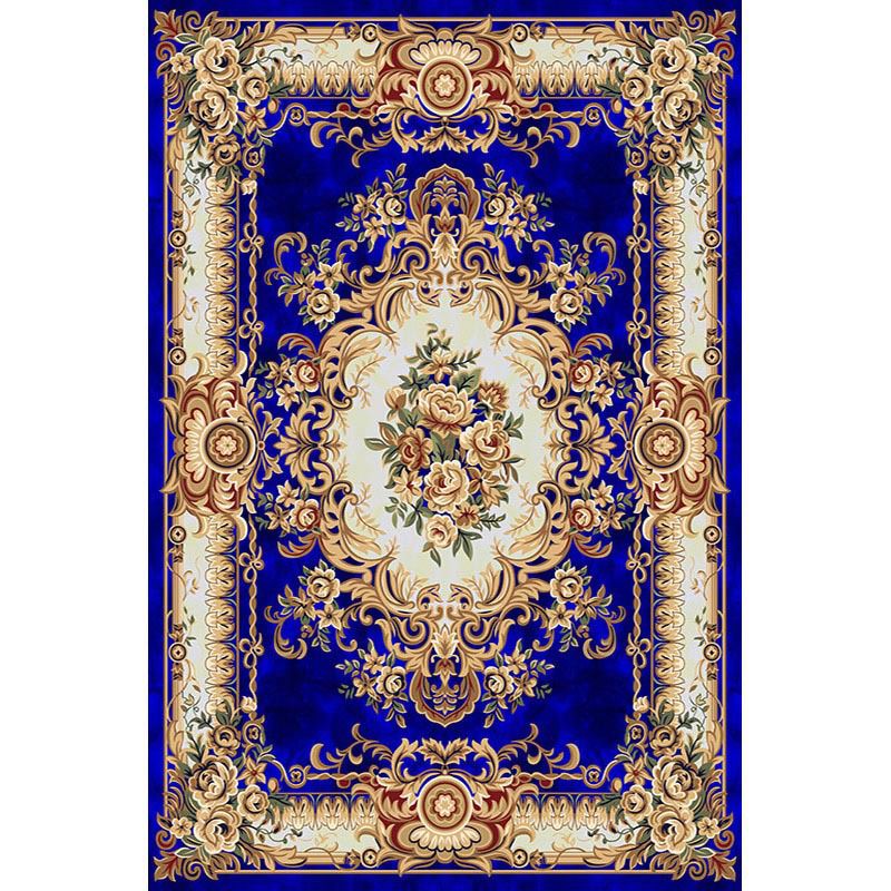 Multi-Color Vintage Rug Synthetics Geometric Area Carpet Non-Slip Backing Easy Care Indoor Rug for Parlor