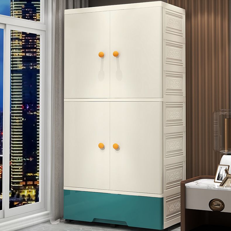 Modern Style Kid's Wardrobe Plastic Door Wardrobe Closet with Drawers