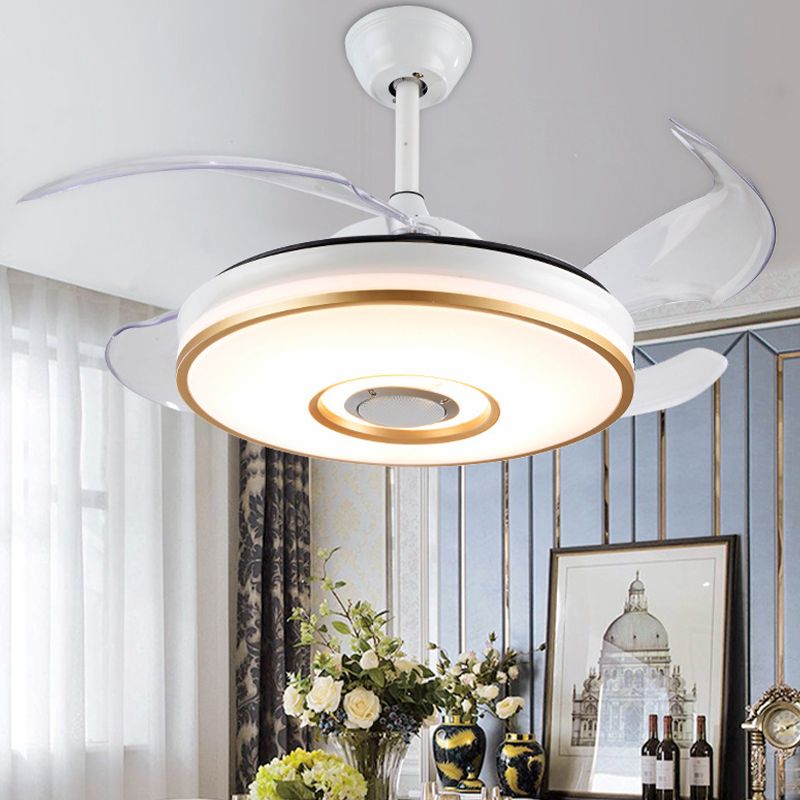 White and Gold Ceiling Fan Light Metal & Acrylic Fan Ceiling Fixture