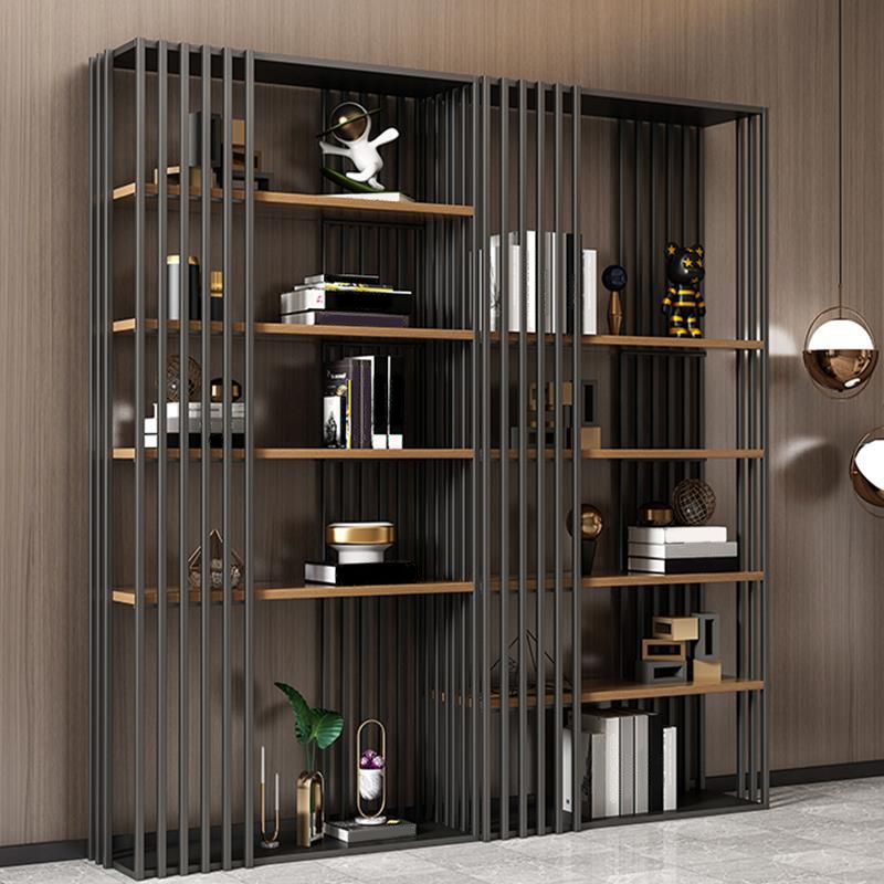 Black Iron Frame Bookshelf Modern Open Storage Bookcase with Multi Shelves