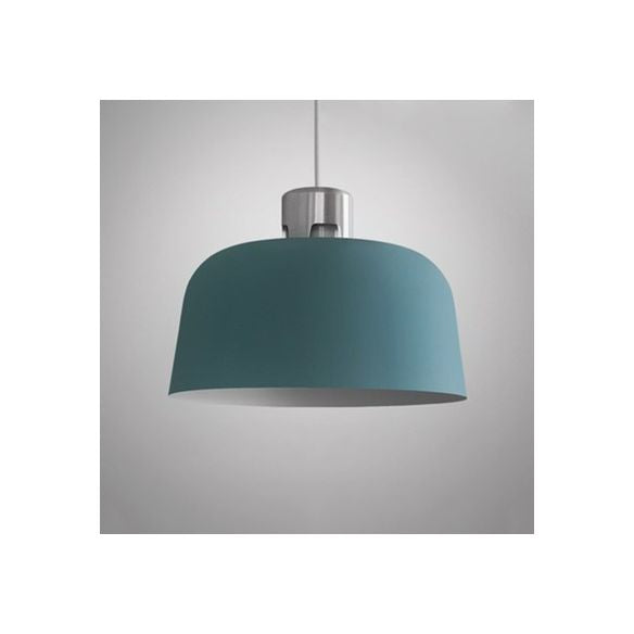 Metal Bucket Shade Hanging Light Single Light Nordic Pendant Lighting in Blue/Green/Pink for Restaurant Dining Room