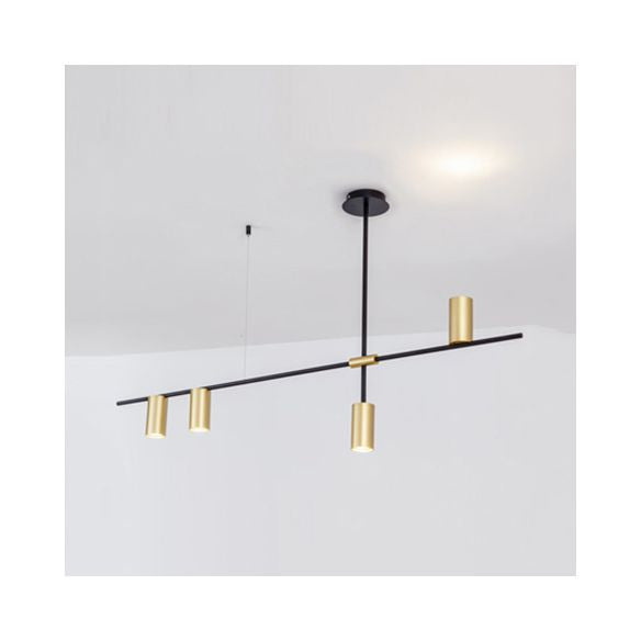 Asymmetrische Zylinderkronleuchterbeleuchtung Moderne Metall 3/4/9 Köpfe Gold Deckenlampe für Esszimmer in warm/weiß