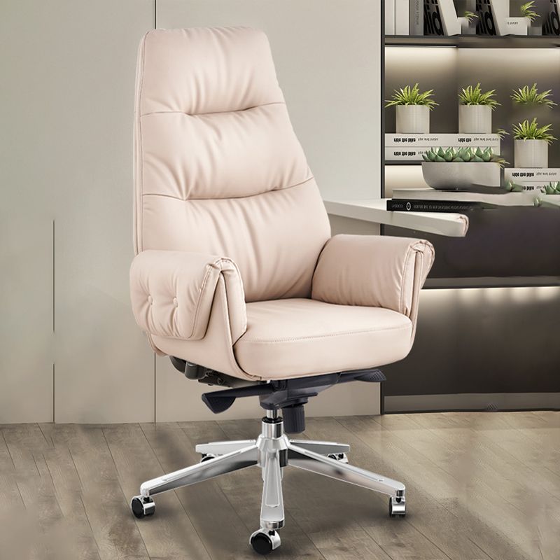 29" Wide Contemporary Managers Chair White Leather Executive Chair