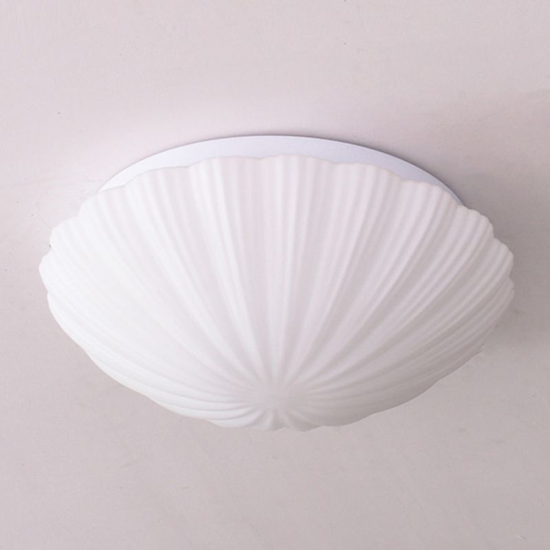 Shell Shape Ceiling Lamp Modern Iron Flush Mount with Glass Lampshade for Balcony