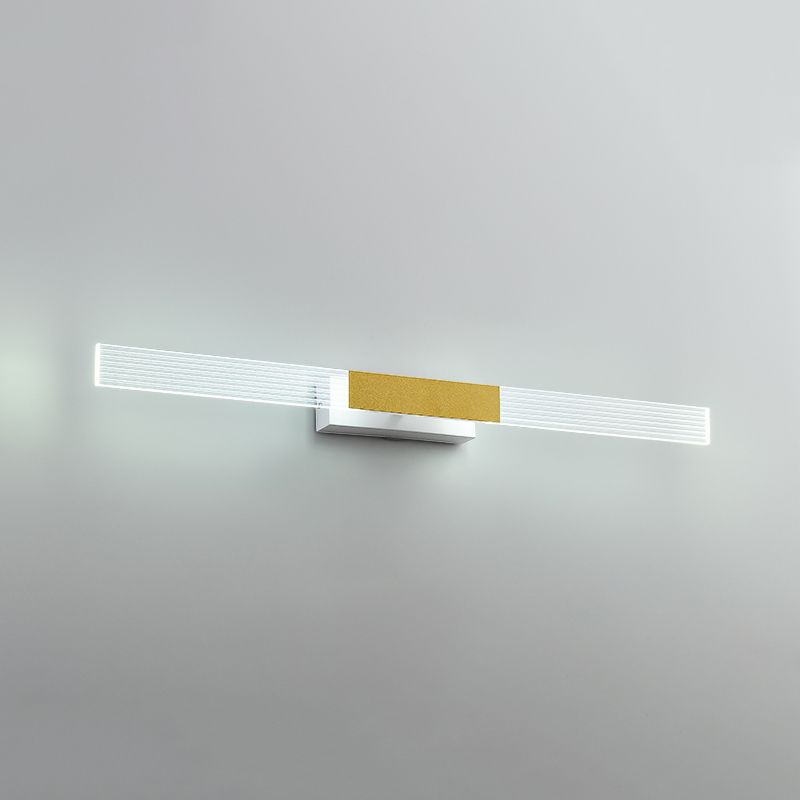 Strip Vanity Mirror Light Minimalist Acrylic LED Bath Wall Mount Lighting in Gold