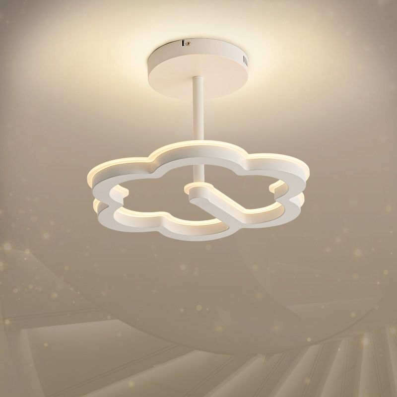 Kids Semi Flush Mount Light Flower Metal Ceiling Light Fixture for Bedroom