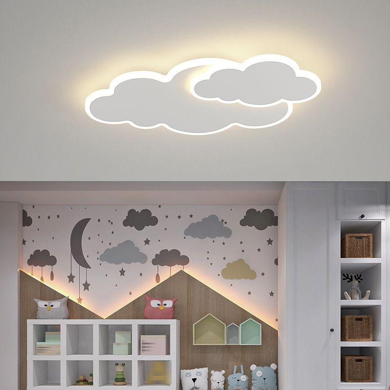 Cloud Shape Flush Light Modern Style Metal 2 Lights Flush Mount for Bedroom