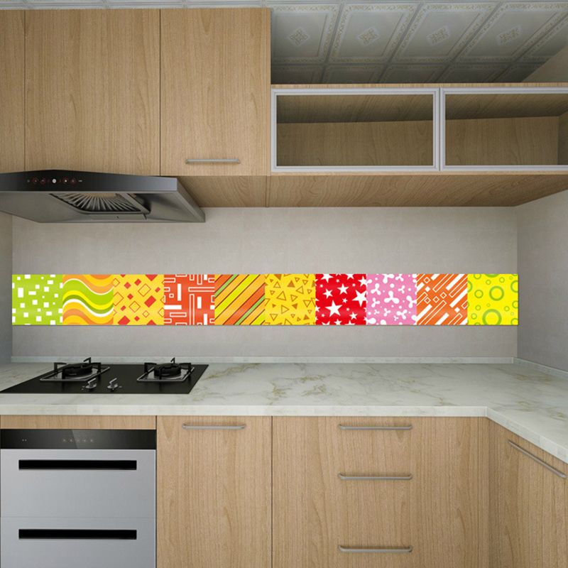 Geometric Pattern Stick Wallpapers in Red-Yellow-Green Kids Style Wall Art for Nursery