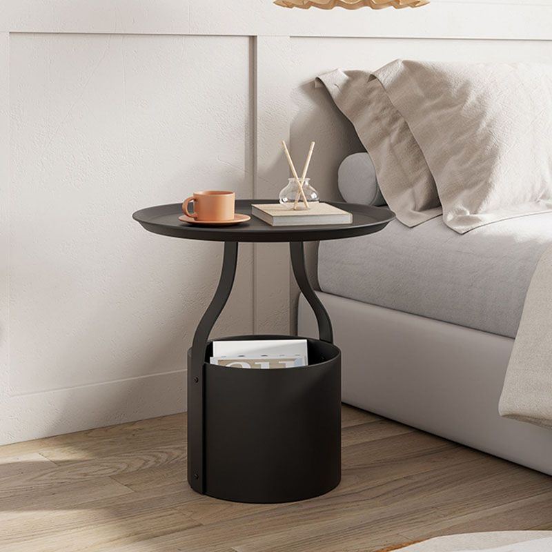 Contemporary Open Storage Bedside Cabinet Metal Accent Table Nightstand for Bedroom