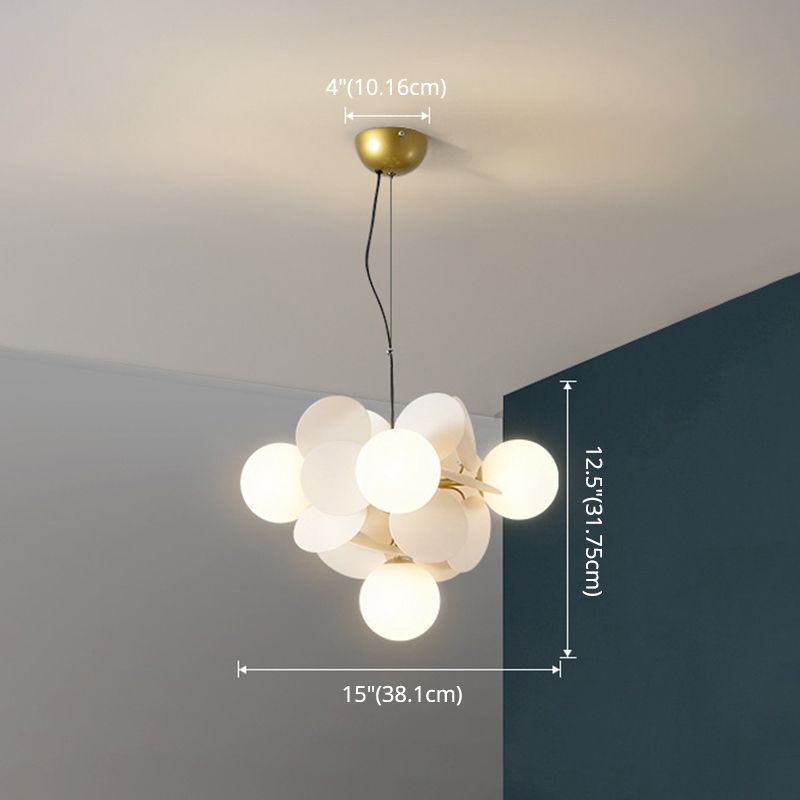 Balloon Hanging Light Fixtures Cartoon Metallic Drop Pendant with Glass Shade for Bedroom