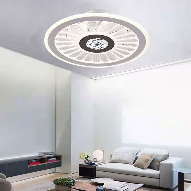 Round LED Ceiling Fan Light Simplicity Flush Mount Light for Bedroom Living Room