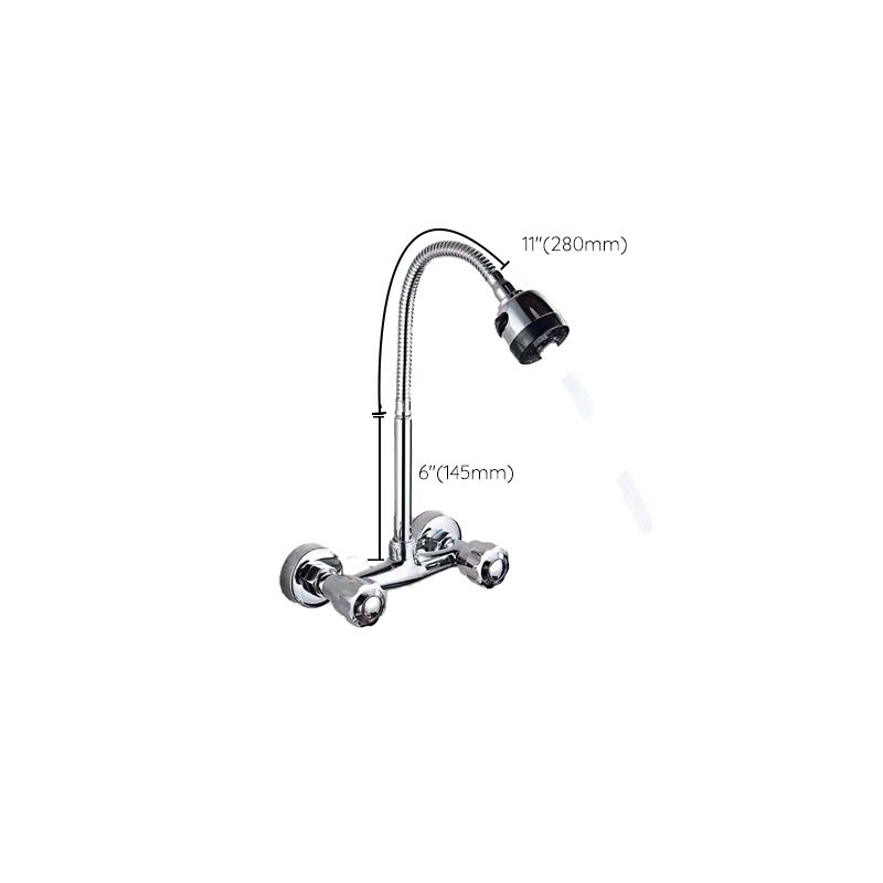 Wall Mounted Two Handles Kitchen Faucet Bronze Faucet in Chrome