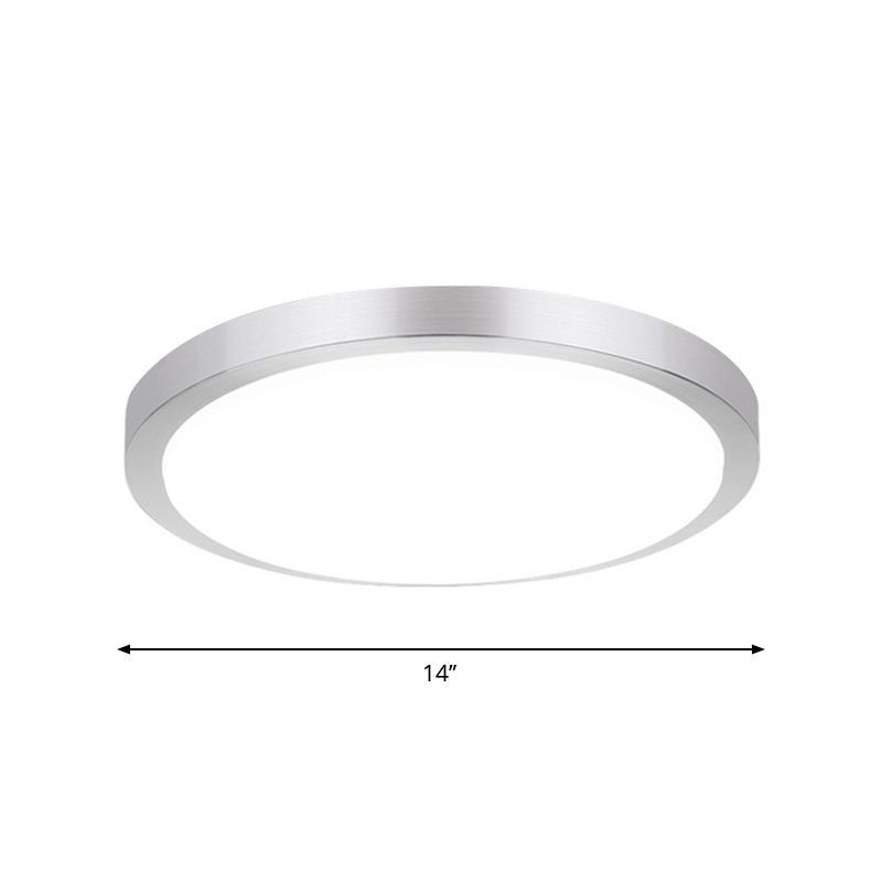 Plafonnier rond argenté Simple de 14 "/16" de large, lampe LED en acrylique encastré dans une lumière chaude/blanche pour le salon