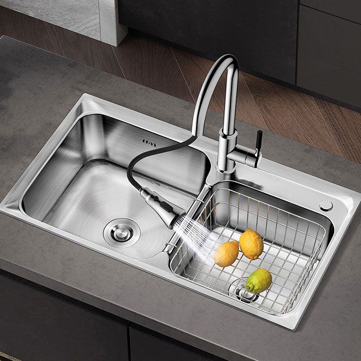 Modern Style Kitchen Sink Stainless Steel Noise-cancelling Design Drop-In Kitchen Sink