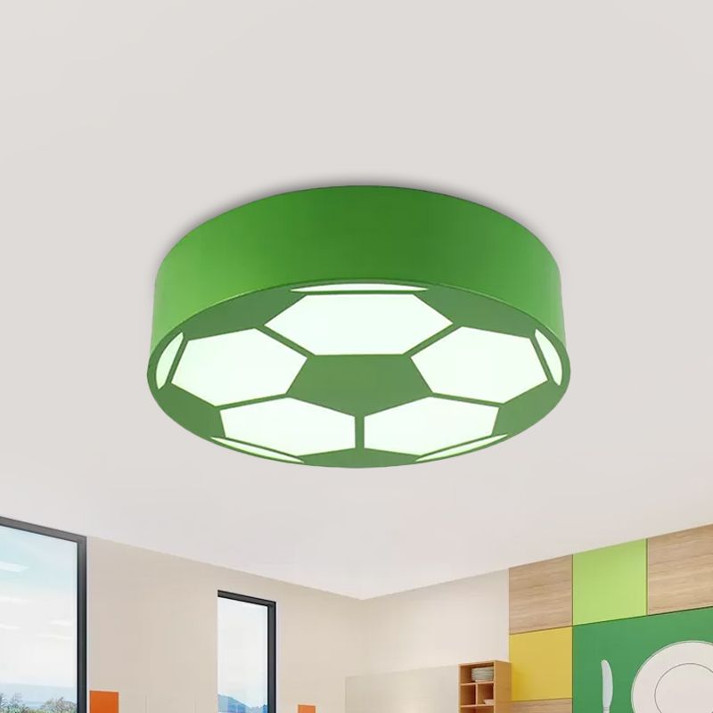 Rood/Geel/Blauw Voetbal Flushmount Children-Style LED Metal Flush Plafond Lamp met Acryl Schaduw