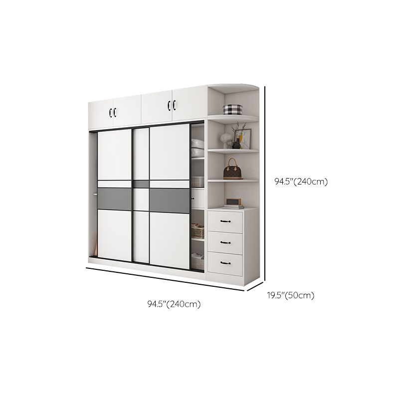 White and Gray Armoire Cabinet with Shelves Contemporary Youth Armoire