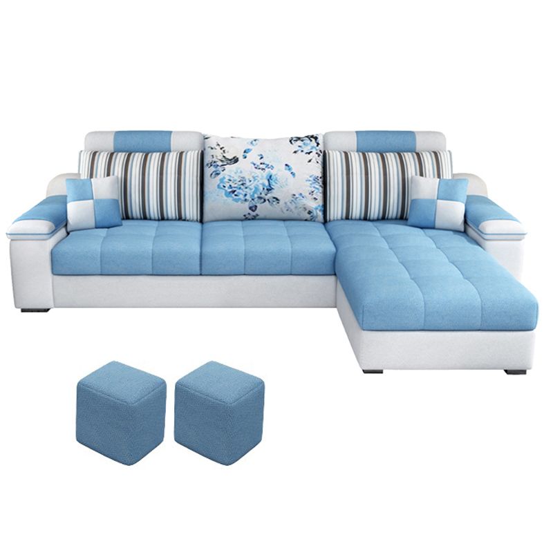 Sloped Arm Pillow Back Cushions Sectional Tufted Sofa with Storage