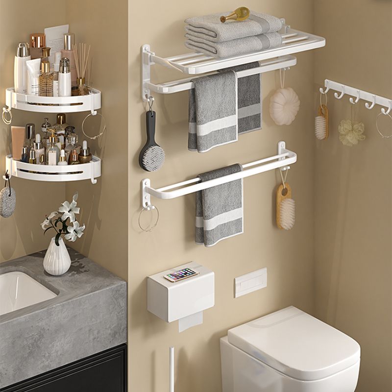 Modern White Bathroom Accessory Kit Bath Shelf Towel Bar Bath Hardware Set