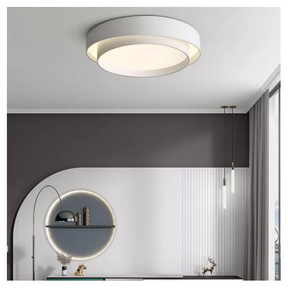 Modern Minimalist LED Ceiling Light Wrought Iron Circular Flush Mount with Acrylic Shade