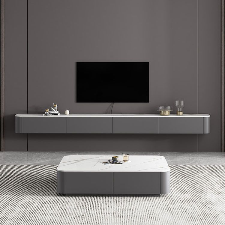 Stone TV Media Console Contemporary Media Console with Drawers