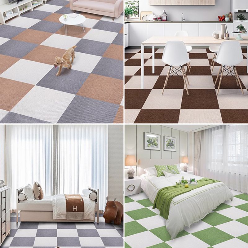 Carpet Tile Non-Skid Fade Resistant Solid Color Self-Stick Carpet Tiles Living Room