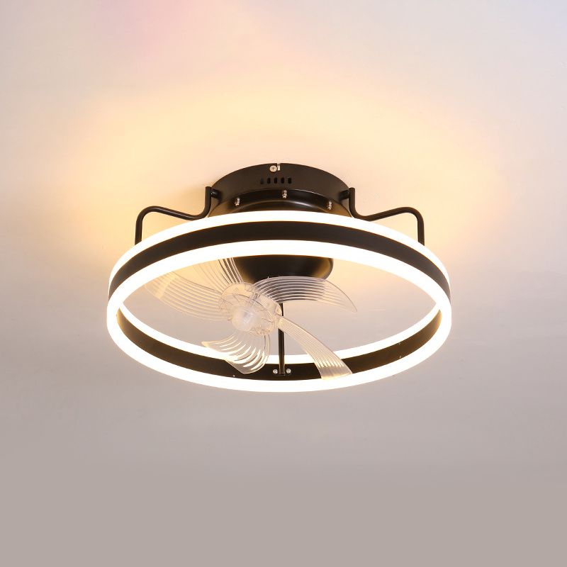 Metal Ceiling Fan Lamp Simple LED Close to Ceiling Light for Bedroom