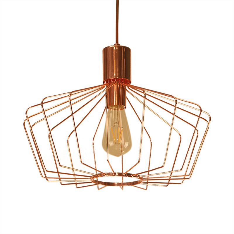 Accensione della sospensione interno a gabbia geometrica Metal 1 Light Brass/Copper Copper Sendering Lighting