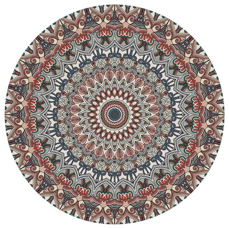 Couleur rond traditionnel tapis intérieur polyester marocain fleurie octogonale tapis de support sans glissement pour le salon